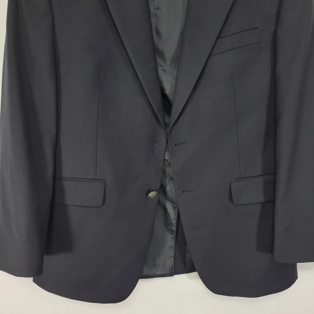 Michael Kors Men's Sport Coat‎ Blazer Two Button Navy Blue Twill Wool Size 40S